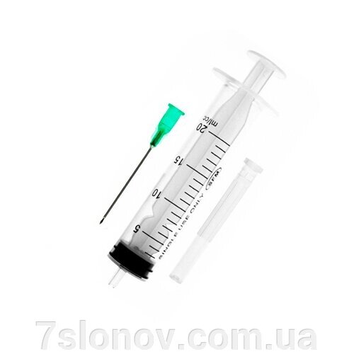 Шприц одноразовий 20 мл 3 компонентний 21G голка 0,8 * 40 мм Alexpharm від компанії Інтернет Ветаптека 7 слонів - фото 1