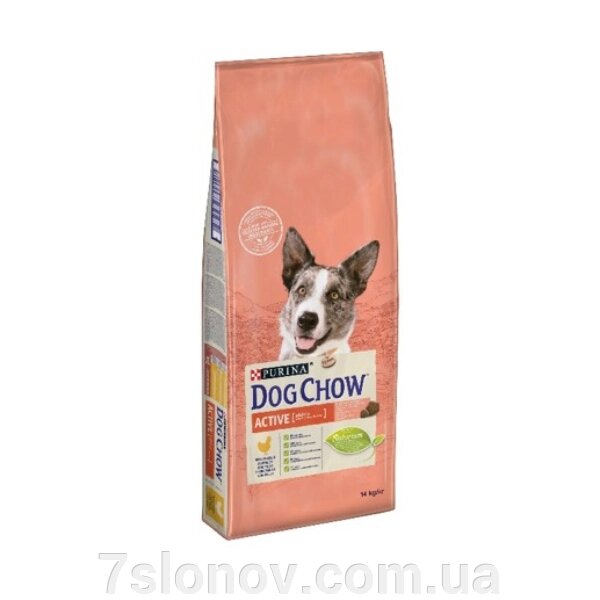 Сухий корм для дорослих активних собак усіх порід Dog Chow із куркою 14 кг від компанії Інтернет Ветаптека 7 слонів - фото 1