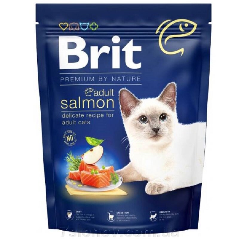 Сухий корм для кішок Cat Adult Salmon із лососем 300 г Brit Premium від компанії Інтернет Ветаптека 7 слонів - фото 1