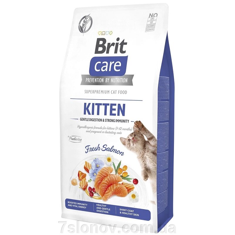 Сухий корм для кошенят Cat GF Kitten Gentle Digestion Strong Immunity з м'ясом лосося 2 кг Вrit Care від компанії Інтернет Ветаптека 7 слонів - фото 1