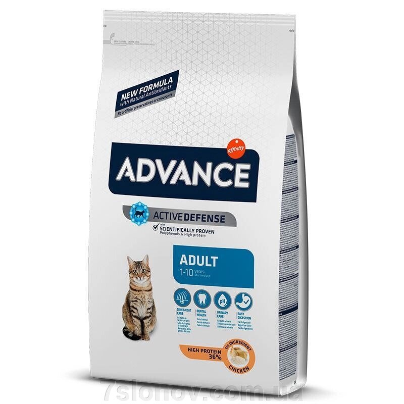 Сухий корм для котів  Cat Adult Chiсken and Rice для дорослих з куркою та рисом 1 кг Advance від компанії Інтернет Ветаптека 7 слонів - фото 1