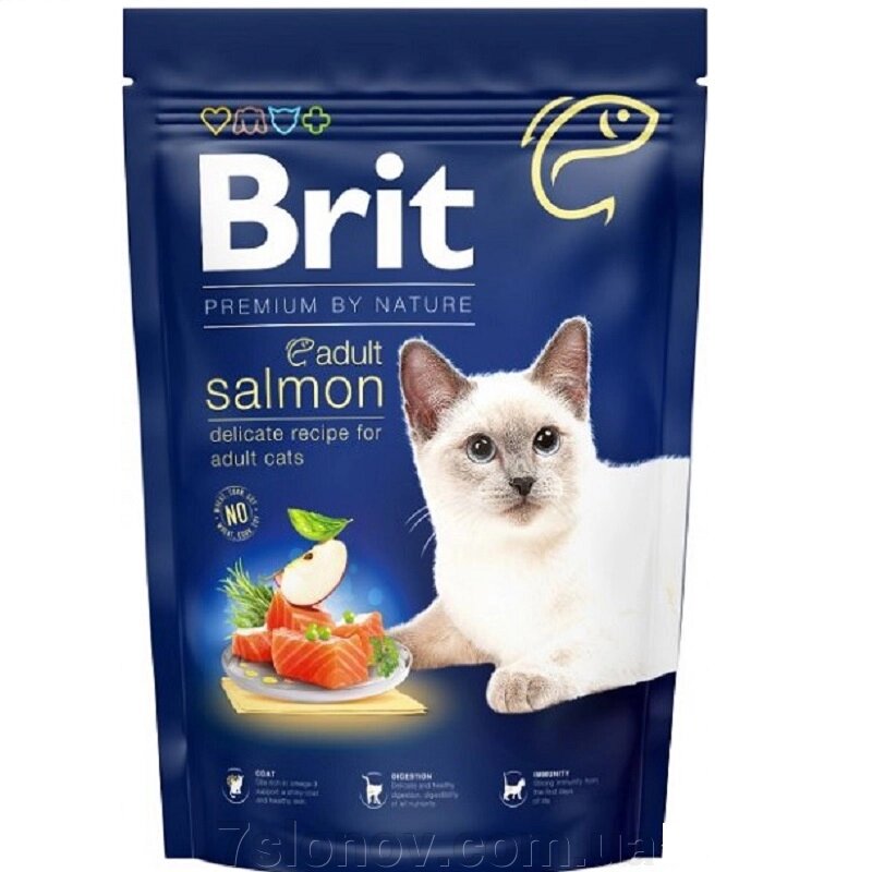 Сухий корм для котів Cat Adult Salmon із лососем 1,5 кг Brit Premium від компанії Інтернет Ветаптека 7 слонів - фото 1