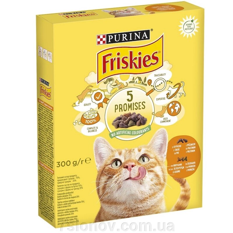 Сухий корм для котів Friskies з куркою та овочами 300 г Purina від компанії Інтернет Ветаптека 7 слонів - фото 1