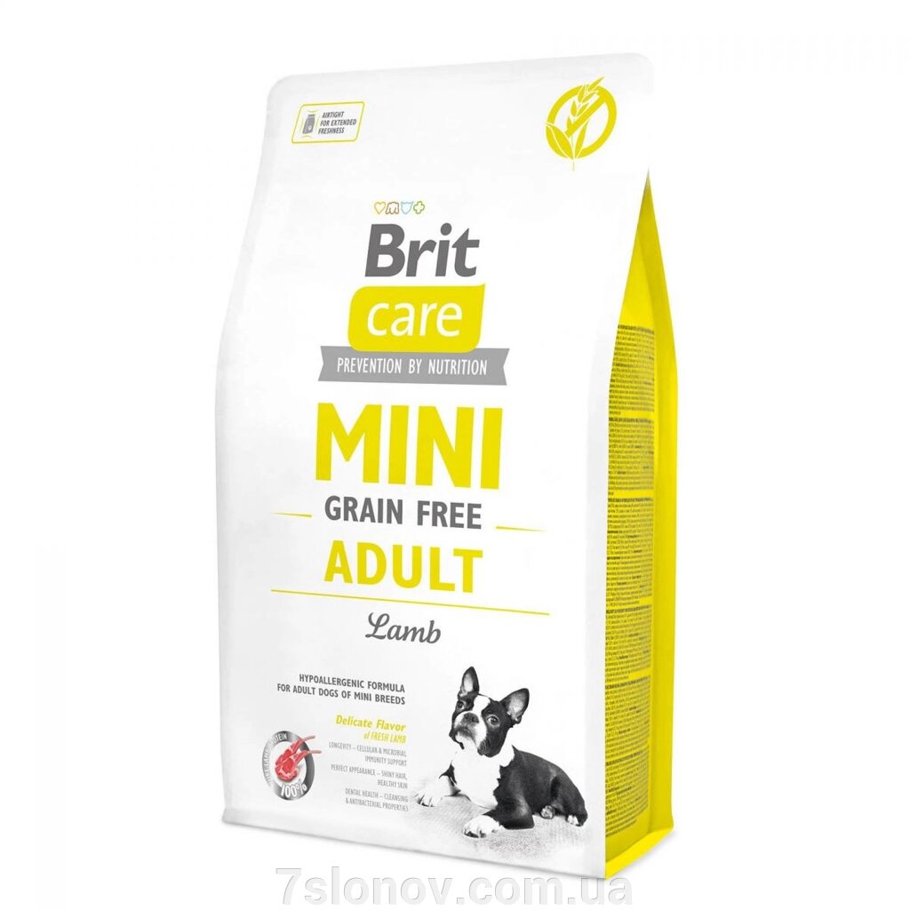 Сухий корм для собак Mini Grain Free Adult Lamb з ягням 2 кг Brit Care від компанії Інтернет Ветаптека 7 слонів - фото 1