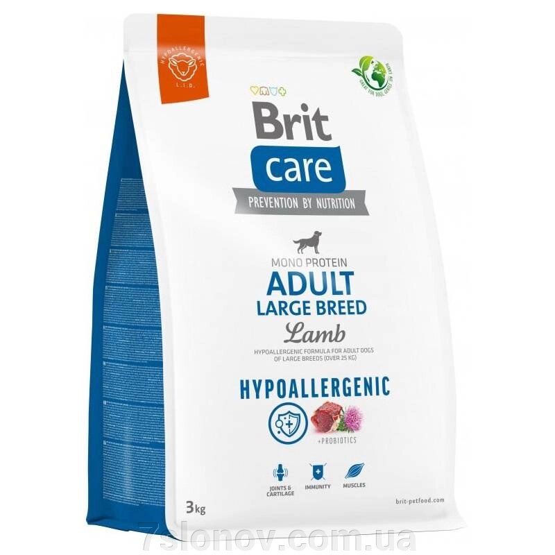 Сухий корм для собак від 25 кг Dog Hypoallergenic Adult Large Breed із ягням 3 кг Brit Care від компанії Інтернет Ветаптека 7 слонів - фото 1