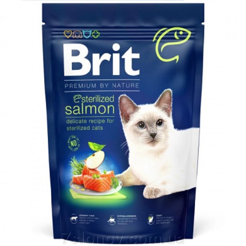 Сухий корм для стерилізованих котів Cat by Nature Sterilized Salmon із лососем 1,5 кг Brit Premium від компанії Інтернет Ветаптека 7 слонів - фото 1