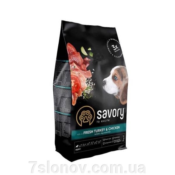 Сухий корм Savory для цуценят з індичкою та куркою 3 кг від компанії Інтернет Ветаптека 7 слонів - фото 1