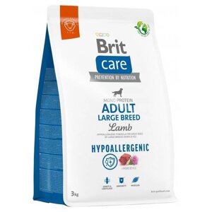 Сухий корм для собак від 25 кг Dog Hypoallergenic Adult Large Breed із ягням 3 кг Brit Care