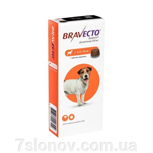 Таблетка Бравекто від бліх та кліщів для собак 4,5-10 кг №1 MSD AH від компанії Інтернет Ветаптека 7 слонів - фото 1