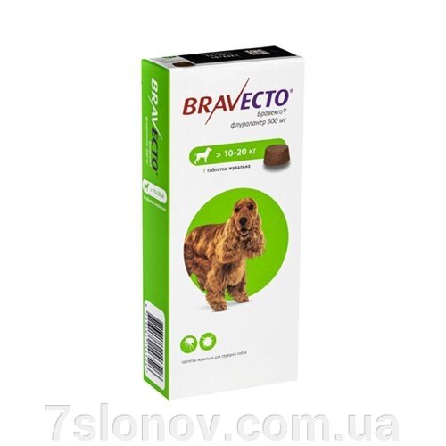 Таблетка Бравекто від бліх та кліщів для собак10-20 кг №1 Bravecto від компанії Інтернет Ветаптека 7 слонів - фото 1