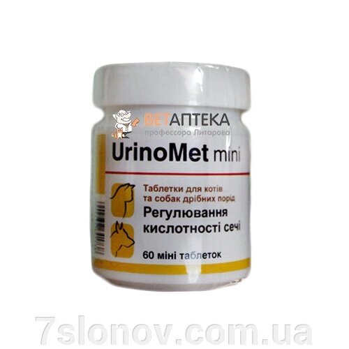 Таблетки для котів та собак дрібних порід UrinaryMet Mini для регулювання кислотності сечі №60 Dolfos від компанії Інтернет Ветаптека 7 слонів - фото 1