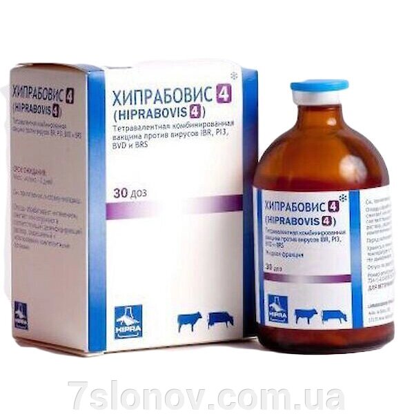 Вакцина Хіпрабовіс 4 інактивована жива 30 доз проти ринотрахеїту ВРХ парагрипу 3 діареї ВРХ Hipra від компанії Інтернет Ветаптека 7 слонів - фото 1