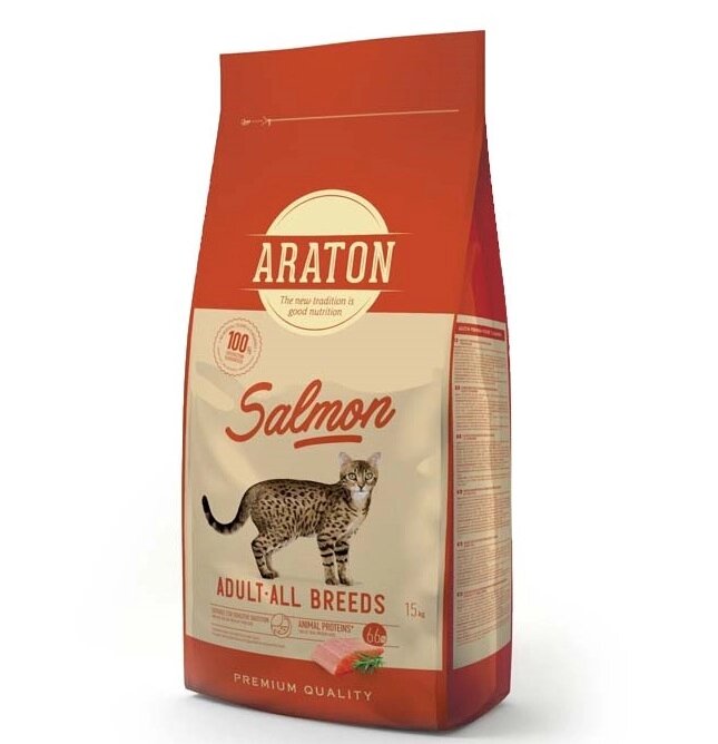 ARATON SALMON Adult All Breeds 15kg для дорослих кішок з лососем від компанії ПП Блищик - фото 1