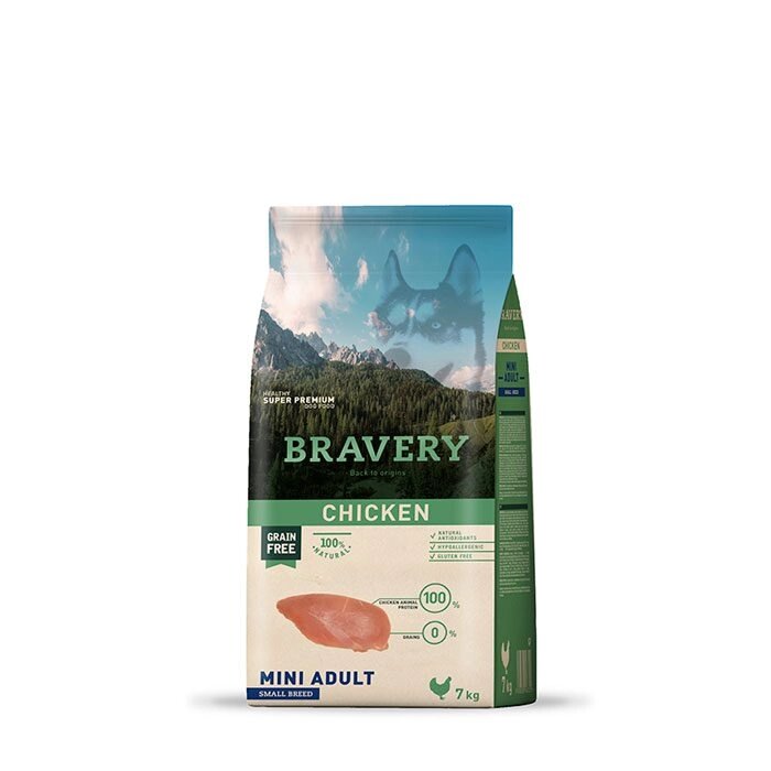 BRAVERY Chicken Mini Adult, сухий корм для дор. собак дрібних порід,з куркою 2kg від компанії ПП Блищик - фото 1