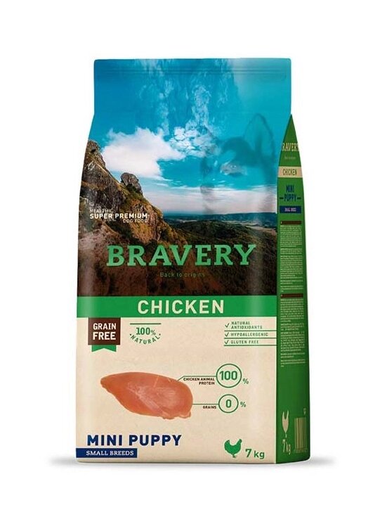 BRAVERY Chicken Mini Puppy, сухий корм для цуценят дрібних порід,з куркою 2kg від компанії ПП Блищик - фото 1