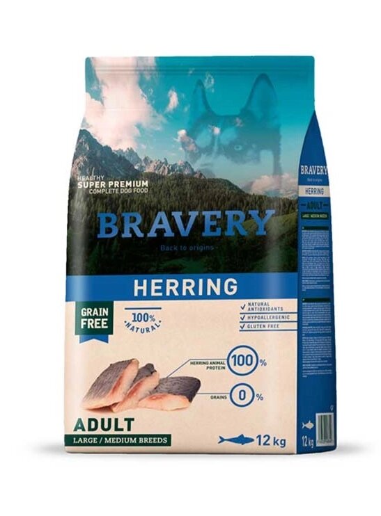 BRAVERY Herring Large/Medium Adult, сухий корм для дор. собак cередніх та великих порід,з оселедцем 12kg від компанії ПП Блищик - фото 1