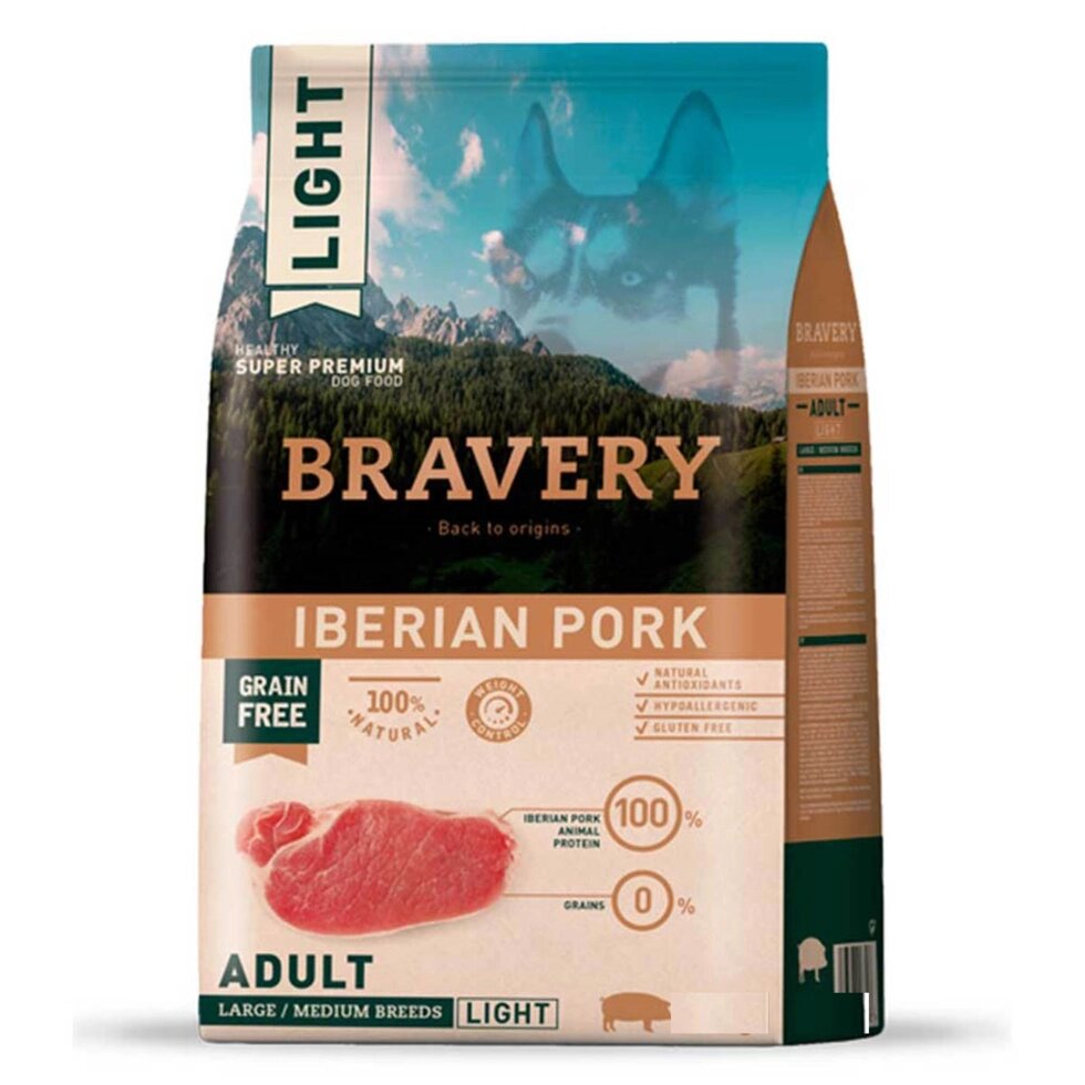 BRAVERY Iberian Pork Large/Medium Adult сухий корм для дор. собак cередніх та великих  порід,з іберійською свининою 12kg від компанії ПП Блищик - фото 1