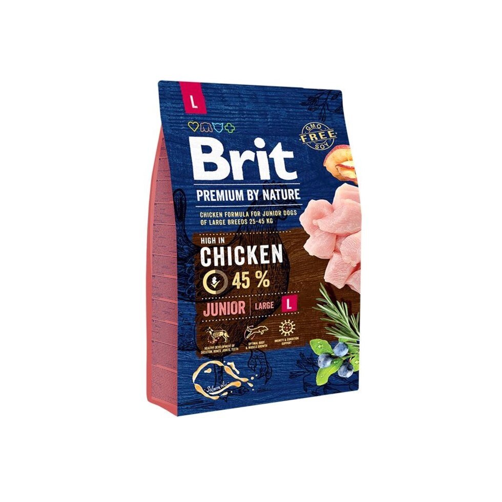 Brit Premium Dog Junior L 3 kg для цуценят і молодих собак (1-24 місяці) великих порід (25-45 кг) від компанії ПП Блищик - фото 1