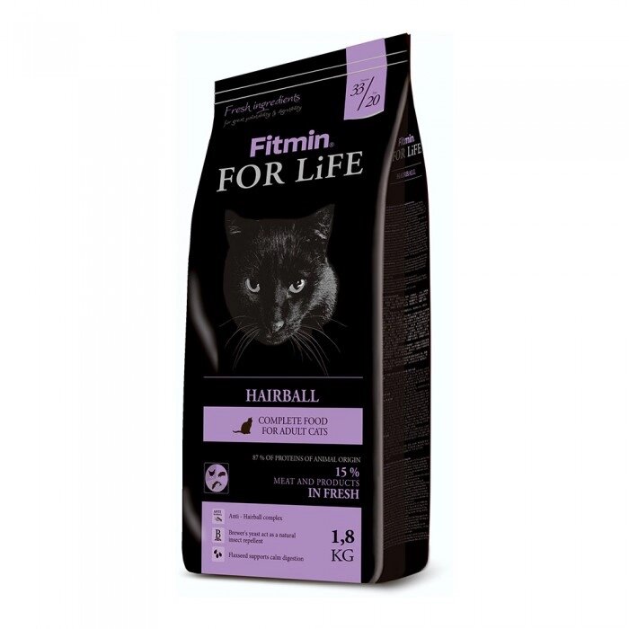 Fitmin cat For Life Hairball корм для дорослих довгошерстних котів 1,5 кг від компанії ПП Блищик - фото 1