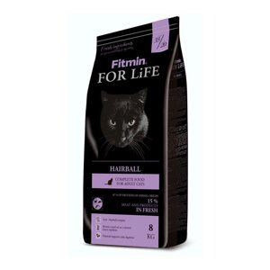 Fitmin cat For Life Hairball корм для дорослих довгошерстних котів, 10 кг