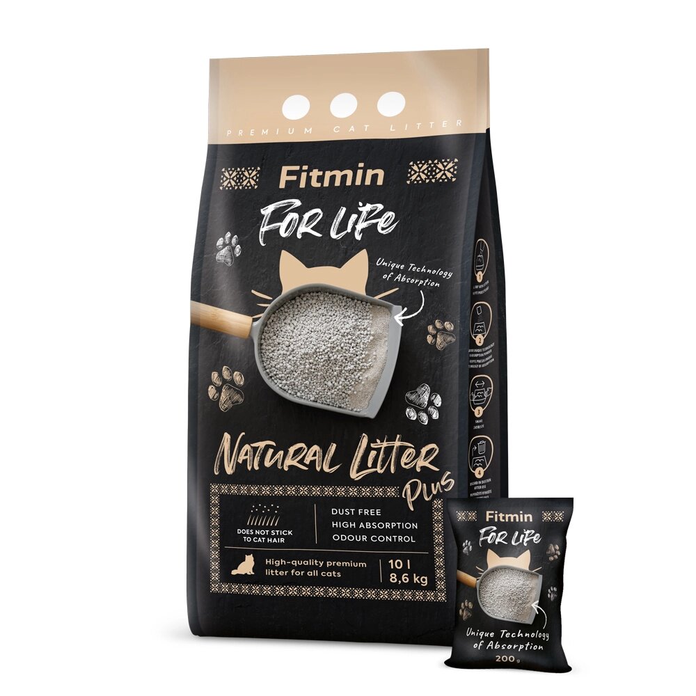 Fitmin cat for life Natural Litter Plus Високоякісна комковата бентонітова підстилка 10л від компанії ПП Блищик - фото 1