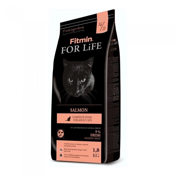 Fitmin cat For Life Salmon корм для дорослих кішок 1.8 кг від компанії ПП Блищик - фото 1