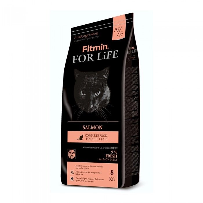 Fitmin cat For Life Salmon корм для дорослих кішок, 8 кг від компанії ПП Блищик - фото 1