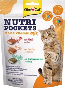 GimCat Nutri Pockets Country Mix з котячою мятою, яловичиною та лососем 150г