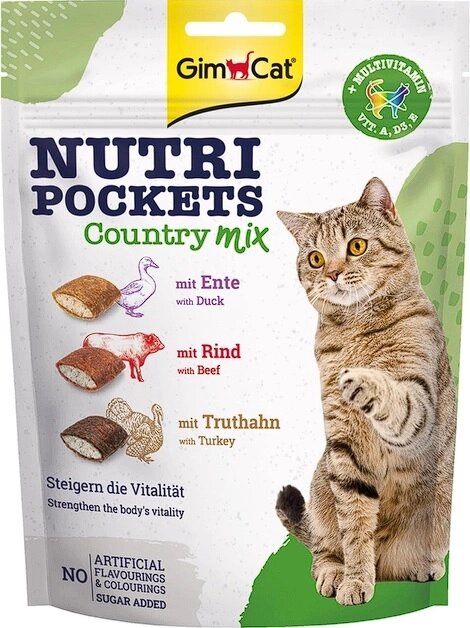 GimCat Nutri Pockets Country Mix з качкою, яловичиною та індичкою 150г від компанії ПП Блищик - фото 1