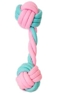Іграшка для собак канат грейфер М'ятно-рожева Гантель 156-24, 18см.
