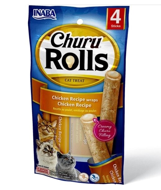 Inaba Churu Rolls Grain-Free Cat Treats ласощі для котів з курицею 40г від компанії ПП Блищик - фото 1