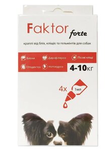 Краплі Faktor forte для собак 1мл 4-10кг від бліх, кліщів (4шт/уп)