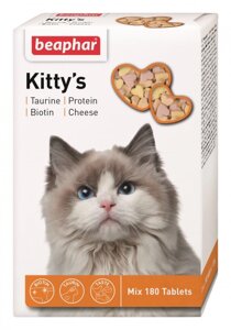 Kitty's Mix вітамінізовані ласощі з таурином і біотином, сиром та протеїном 180таб