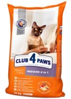 Клуб 4 Лапи Premium Indoor 4in1 Сухий корм для кішок живуть в заваді 14кг