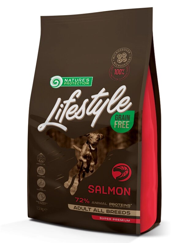 Lifestyle Grain Free Salmon Adult All Breeds 1.5кг беззерновий корм з лососем для дорослих собак всіх порід від компанії ПП Блищик - фото 1