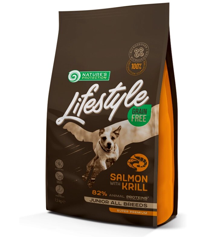 Lifestyle Grain Free Salmon with Krill Junior All Breeds 1.5кг беззерновий корм з лососем та крилем для цуценят від компанії ПП Блищик - фото 1