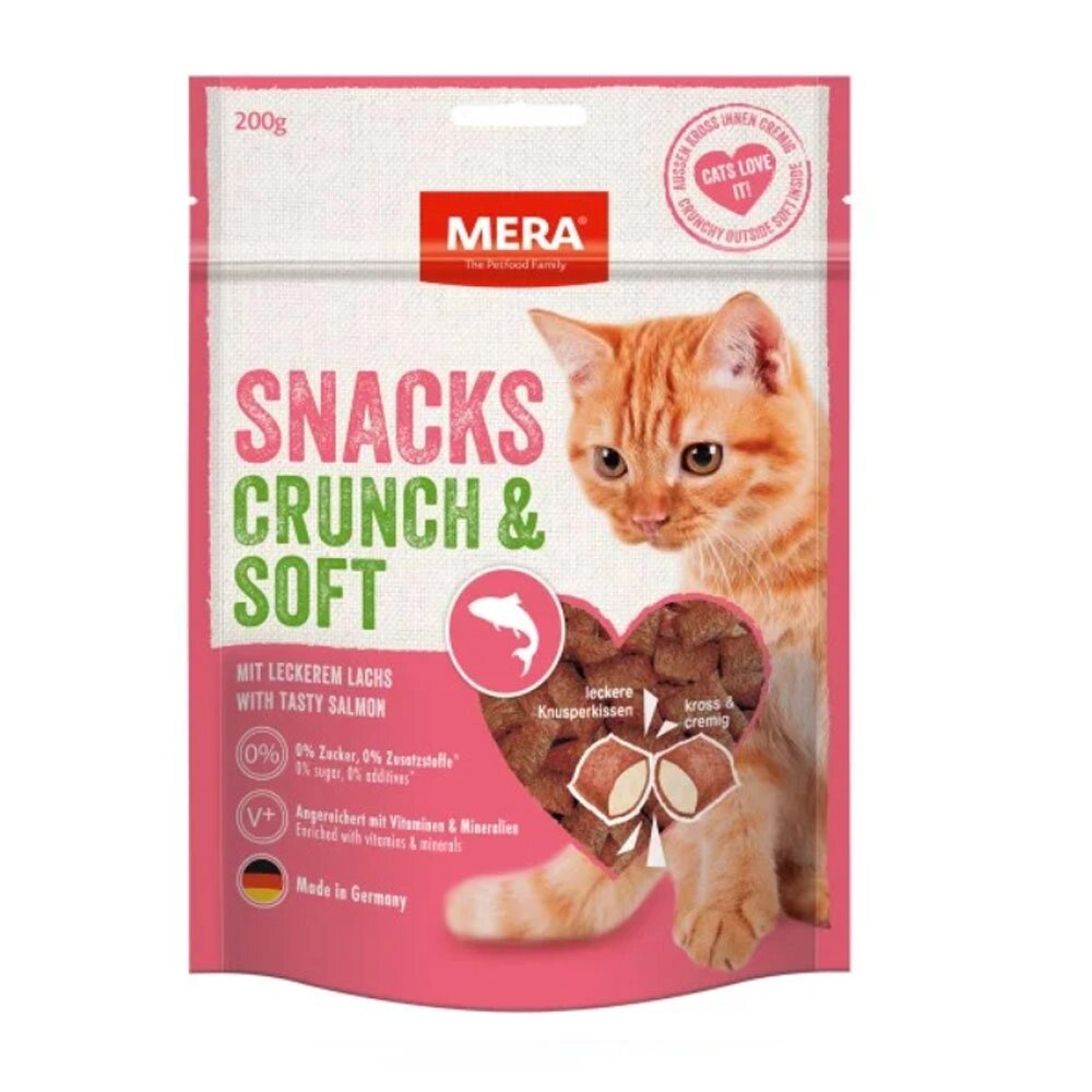 MERA SNACKS Crunch & Soft Lachs снеки для котів із лососем, 200гр від компанії ПП Блищик - фото 1