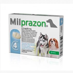 Мілпразон (Milprazon) 2,5мг/25 мг таблетки від глистів для цуценят від 0,5кг, 4 табл.