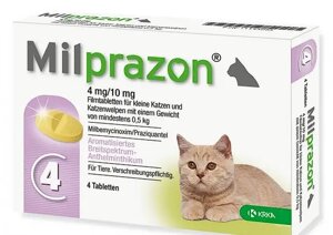 Мілпразон (Milprazon) 4мг /10 мг таблетки від глистів для кошенят, 4 табл.