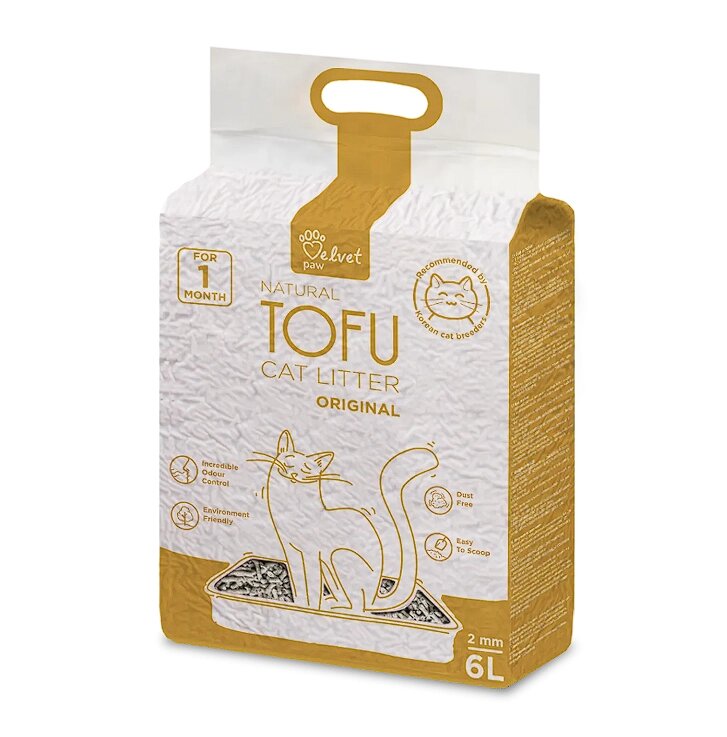 Наповнювач для котячих туалетів Velvet Paw TOFU Original, 6л/2,6 кг від компанії ПП Блищик - фото 1