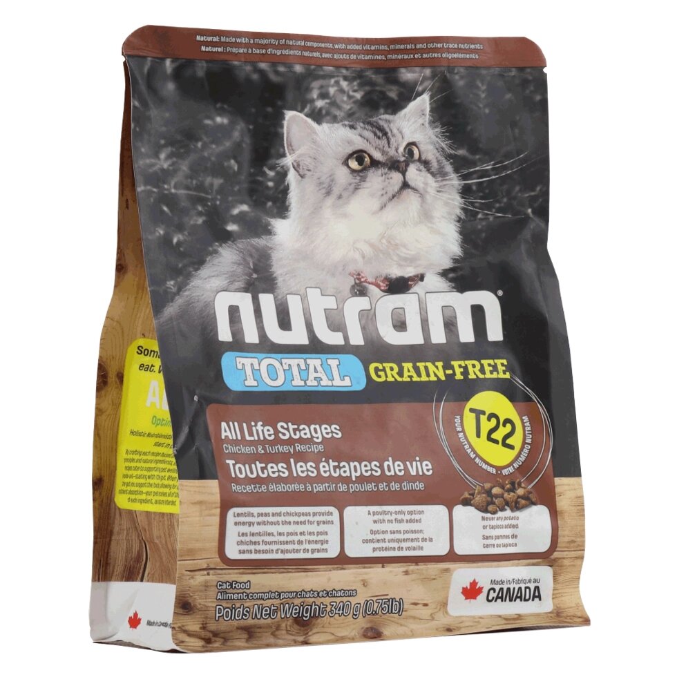 NUTRAM TOTAL GF Turkey & Chiken Cat холістик корм для котiв БЕЗ ЗЛАКІВ, індичка/курка, 340g від компанії ПП Блищик - фото 1