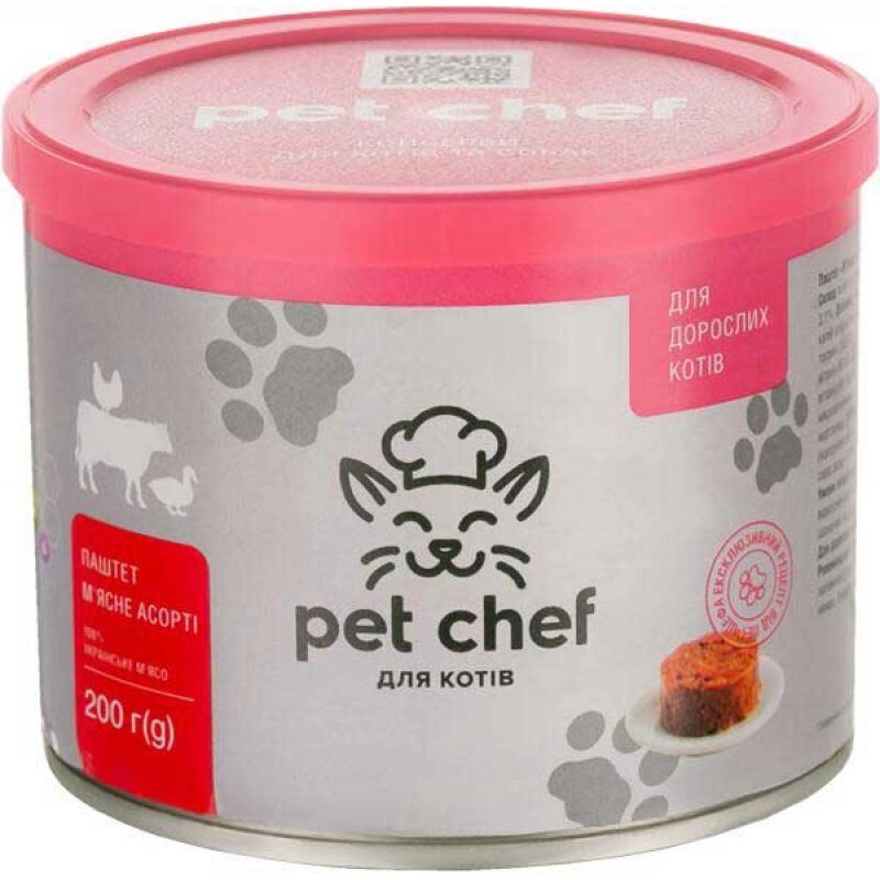 Pet Chef паштет мясне асорті для дорослих котів 200г від компанії ПП Блищик - фото 1