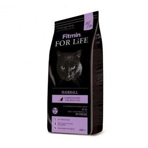 Fitmin cat For Life Hairball корм для дорослих довгошерстних котів 400г