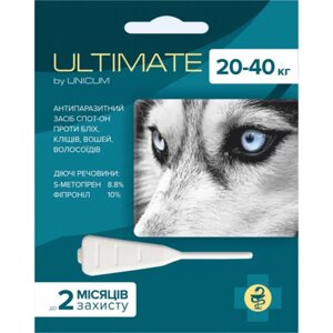 ULTIMATE Краплі від бліх, кліщів, вошей та власоїдів для собак 20-40 кг (s-метопрен, фіпр) 3,2 мл