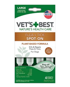 Vet`s Best Flea + Tick Spot On Tubes Large Краплі від бліх та кліщів від 18 кг