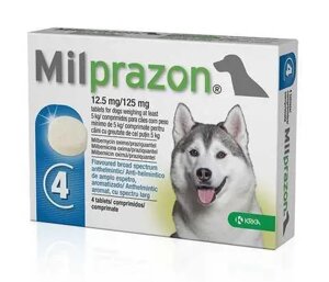 Мілпразон (Milprazon) 12,5мг/125 мг таблетки від глистів для собак, 4 табл.