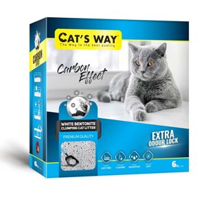 Бентонітовий наповнювач CAT'S WAY з активованим вугіллям + чорні гранули, 6л коробка