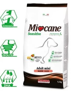 Сухий корм для собак малих порід Morando MioCane Mini Sensitive Monoprotein, лосось 1,5кг