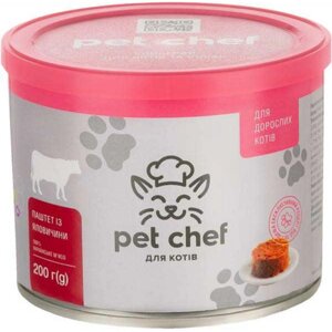 Pet Chef паштет мясний з яловичиною для дорослих котів 200г