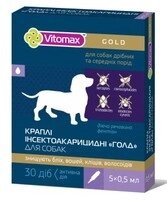 Vitomax Вітомакс Голд краплі на холку проти бліх та кліщів для собак дрібних та середніх порід 5амп. 1мл